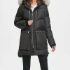 Clothing | * Flash Sale Dkny Black Quilted Oversize-Pocket Hooded Parka Petite For Women