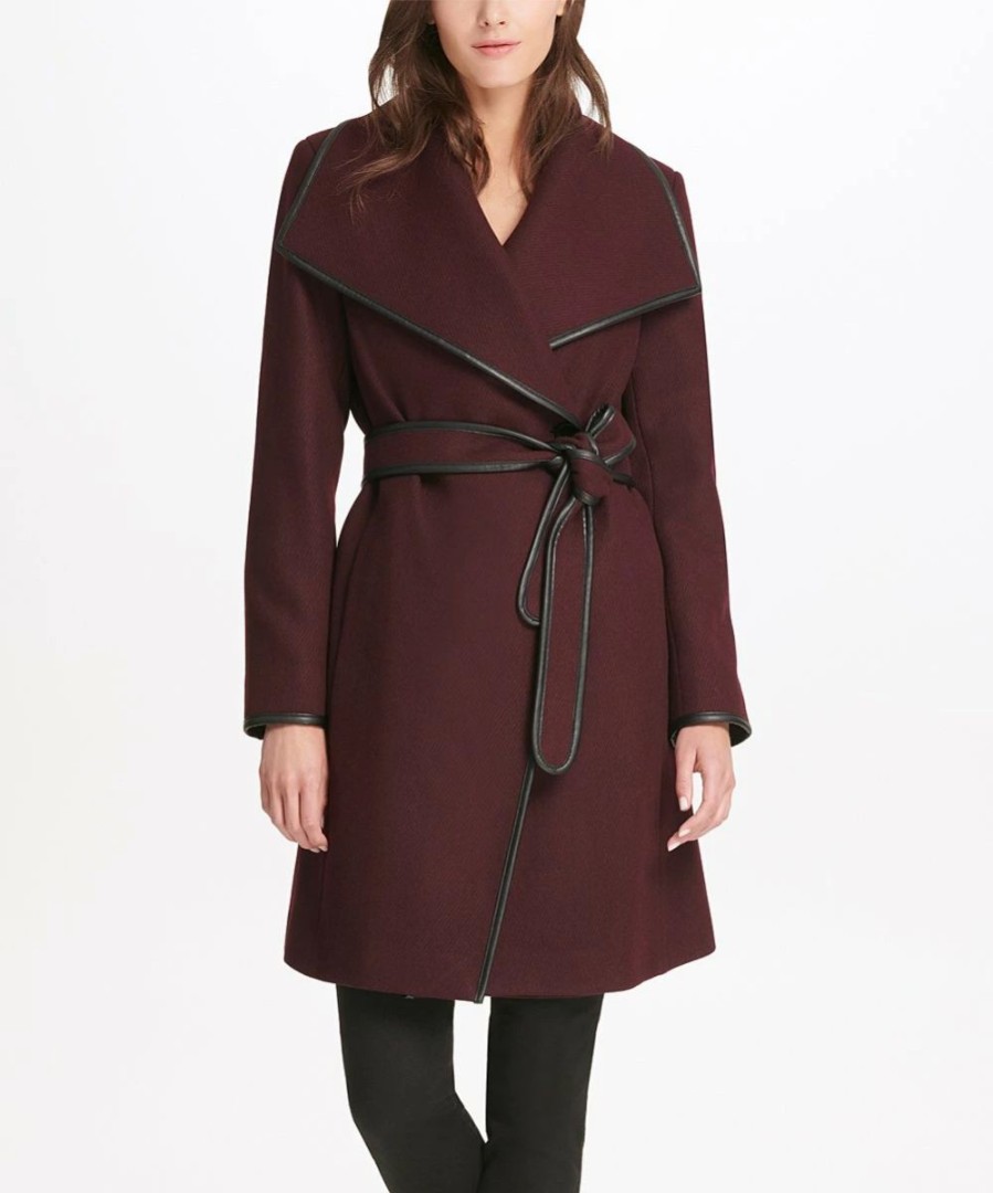 Clothing | * Buy Dkny Bordeaux Belted Wool Trench Coat Women & Juniors