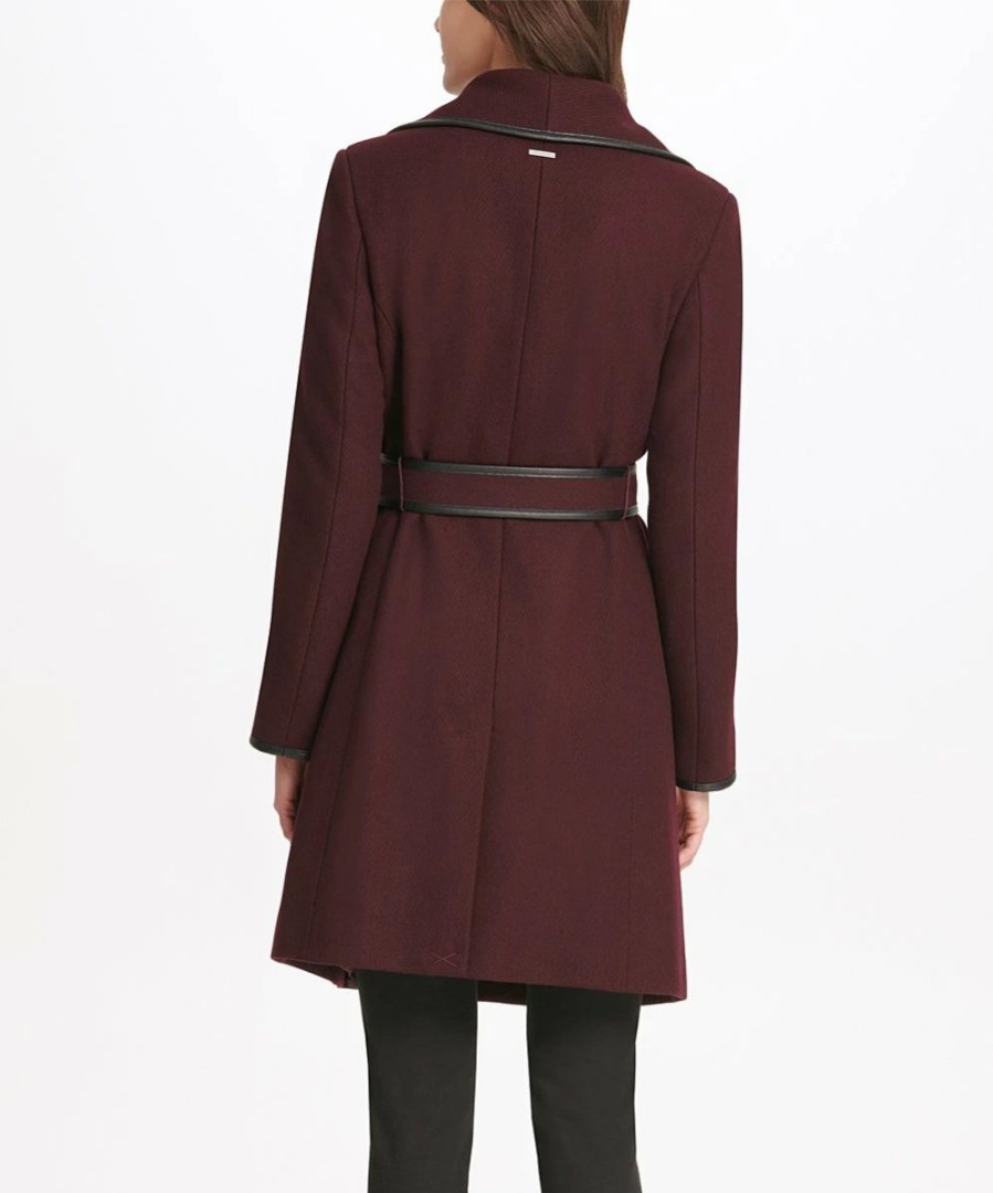 Clothing | * Buy Dkny Bordeaux Belted Wool Trench Coat Women & Juniors