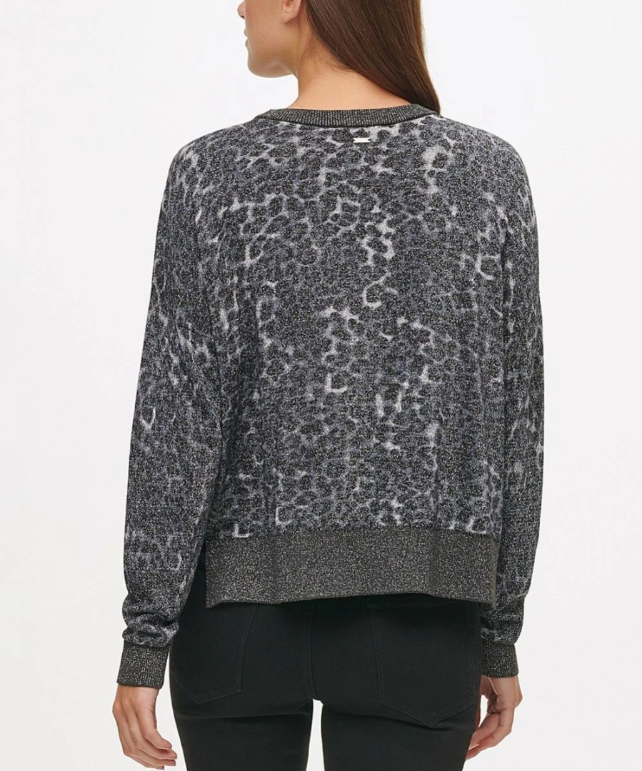 Clothing | * Wholesale Dkny Heather Charcoal Leopard Lurex Sweater Women