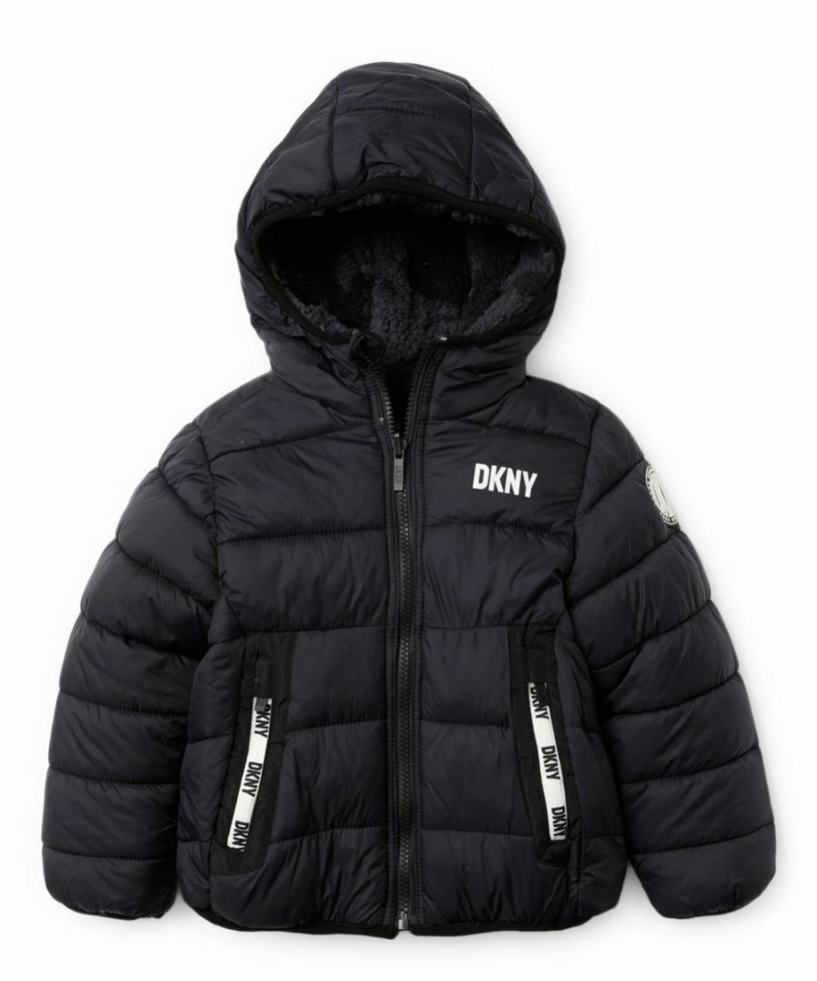 Clothing | * Wholesale Dkny Black & Gray Camo Reversible Puffer Jacket Boys For Kids