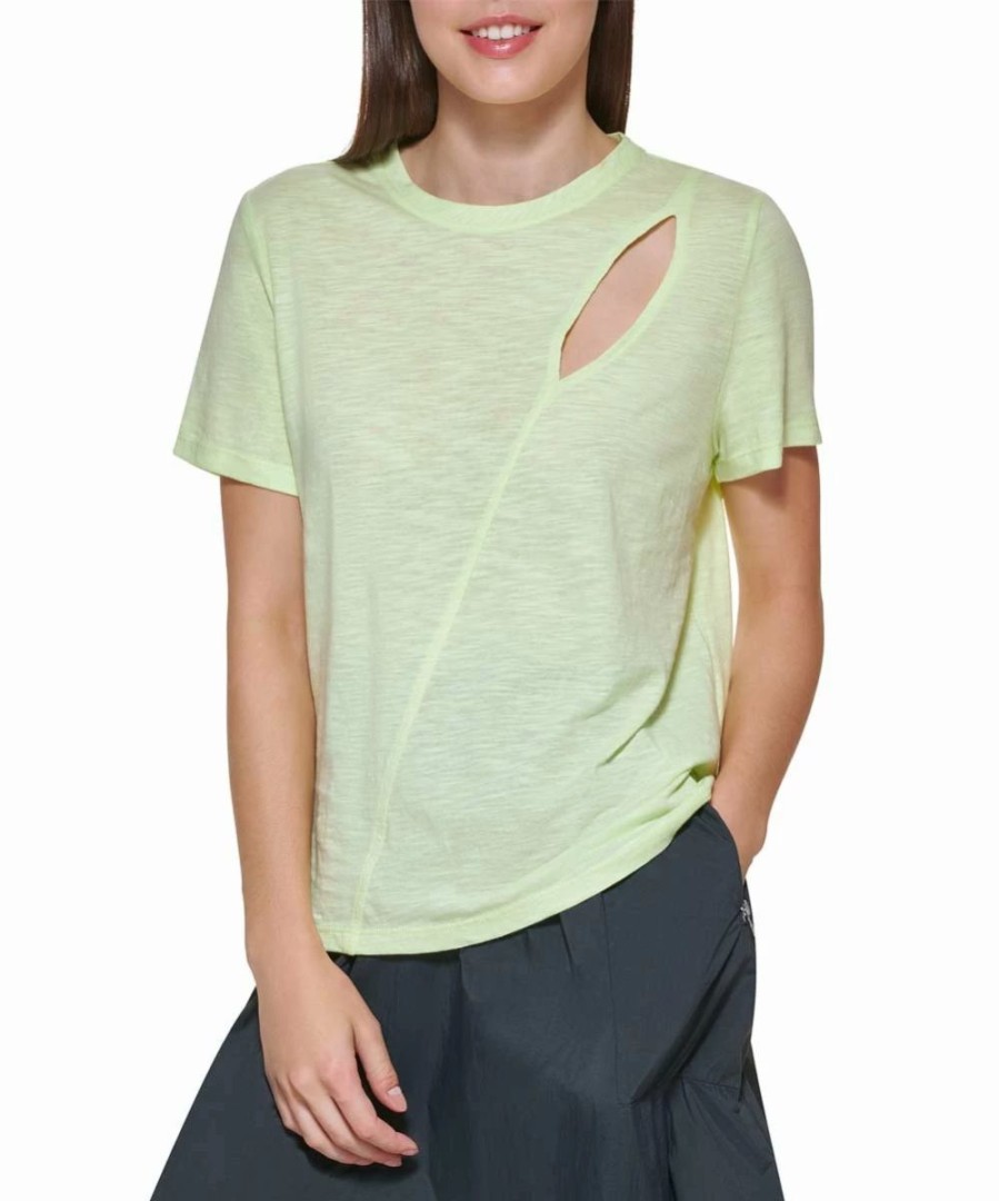 Clothing | * Cheap Dkny Sherbet White Short-Sleeve Cutout-Neck Tee Women