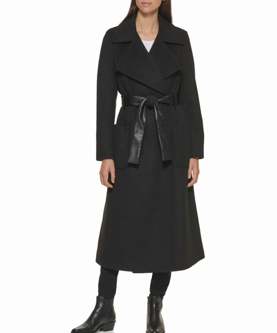 Clothing | * Brand New Dkny Black Belted Wool-Blend Trench Coat Women & Juniors