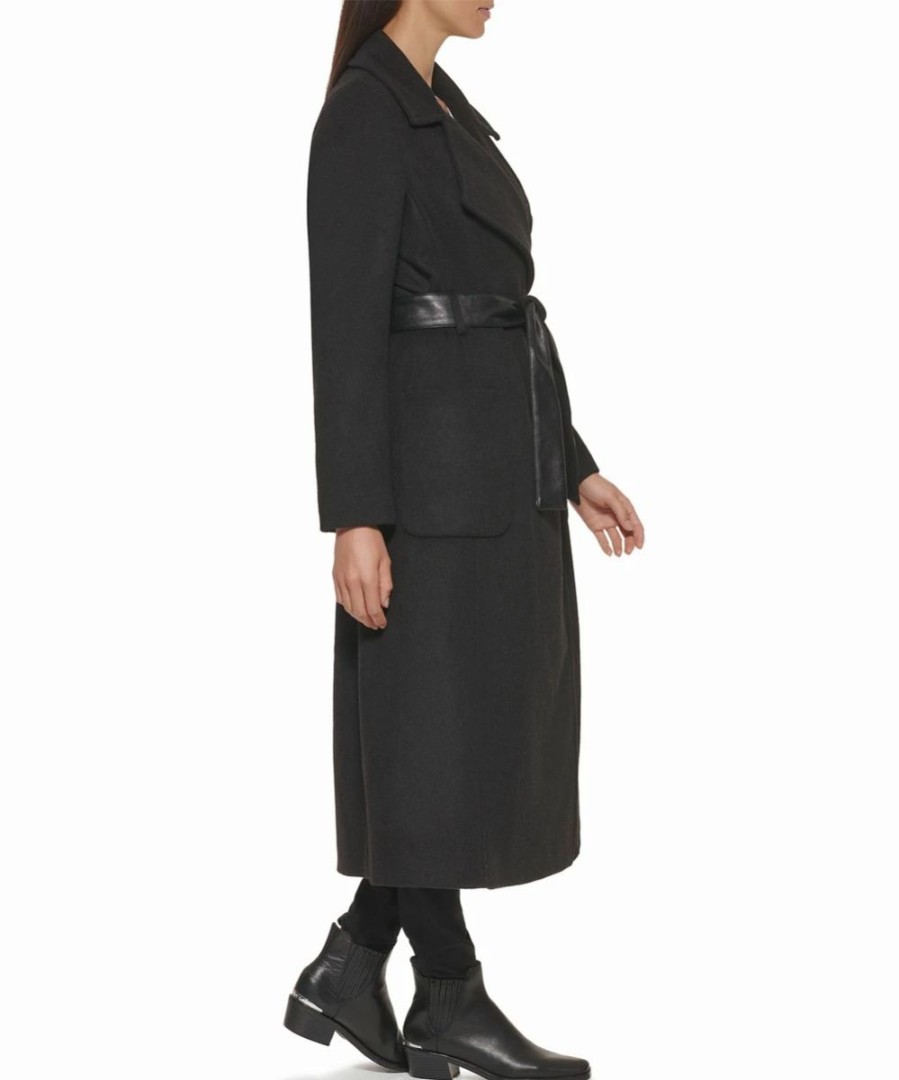 Clothing | * Brand New Dkny Black Belted Wool-Blend Trench Coat Women & Juniors