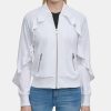 Clothing | * Buy Dkny White Ruffle Pocket Zip-Up Sweatshirt Women