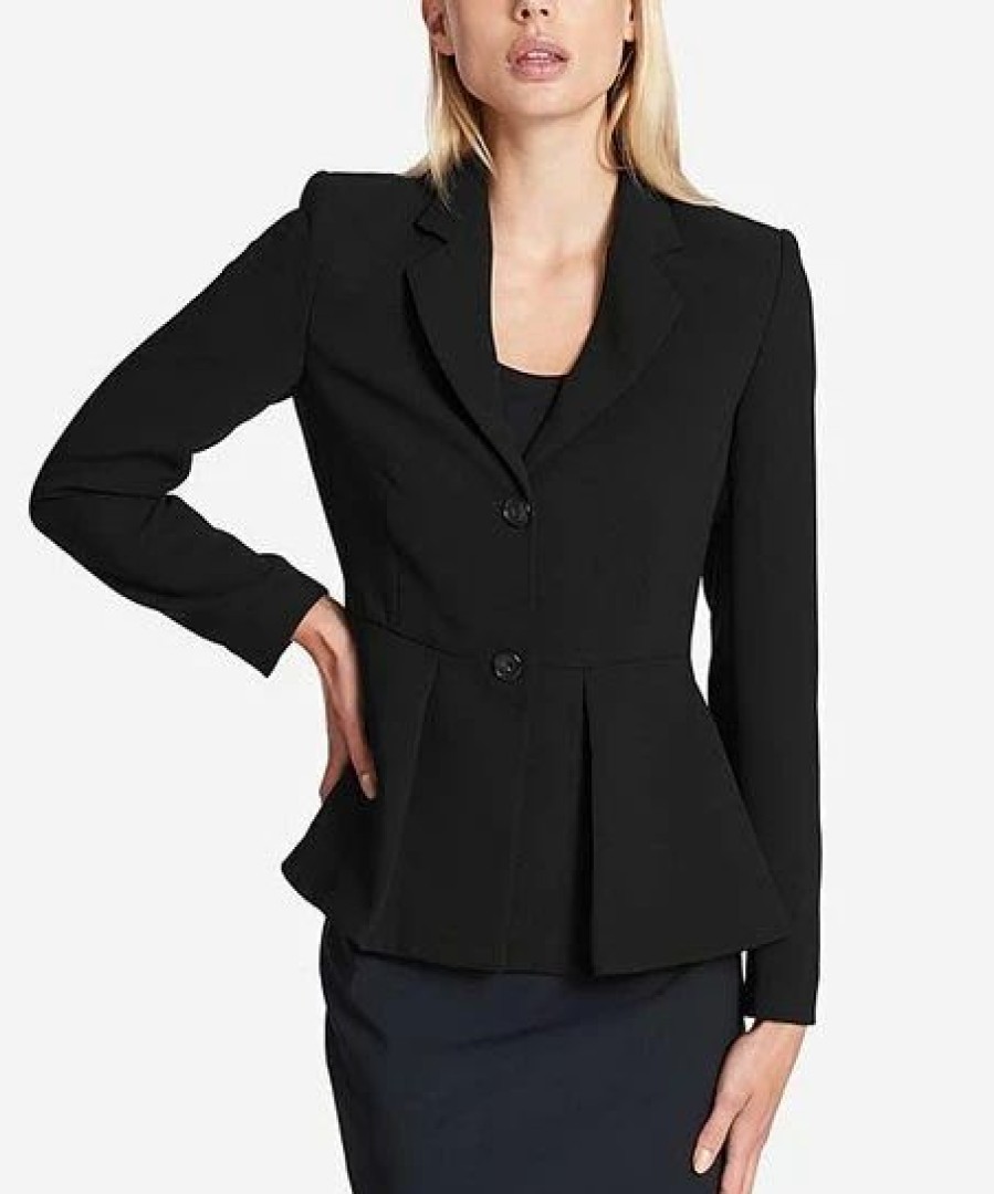 Clothing | * Best Sale Dkny Black Long-Sleeve Peplum Jacket Women