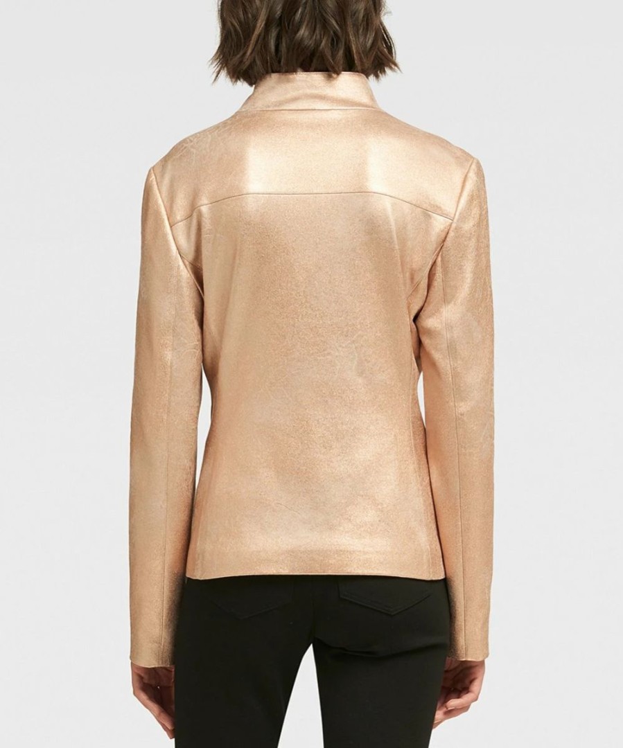 Clothing | * Hot Sale Dkny Rose Gold Faux Suede Moto Jacket Women