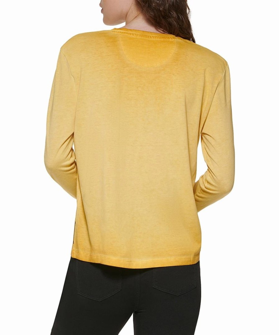 Clothing | * Best Reviews Of Dkny Gold Yellow Cold Pigment Dye Long-Sleeve Crewneck Tee Women