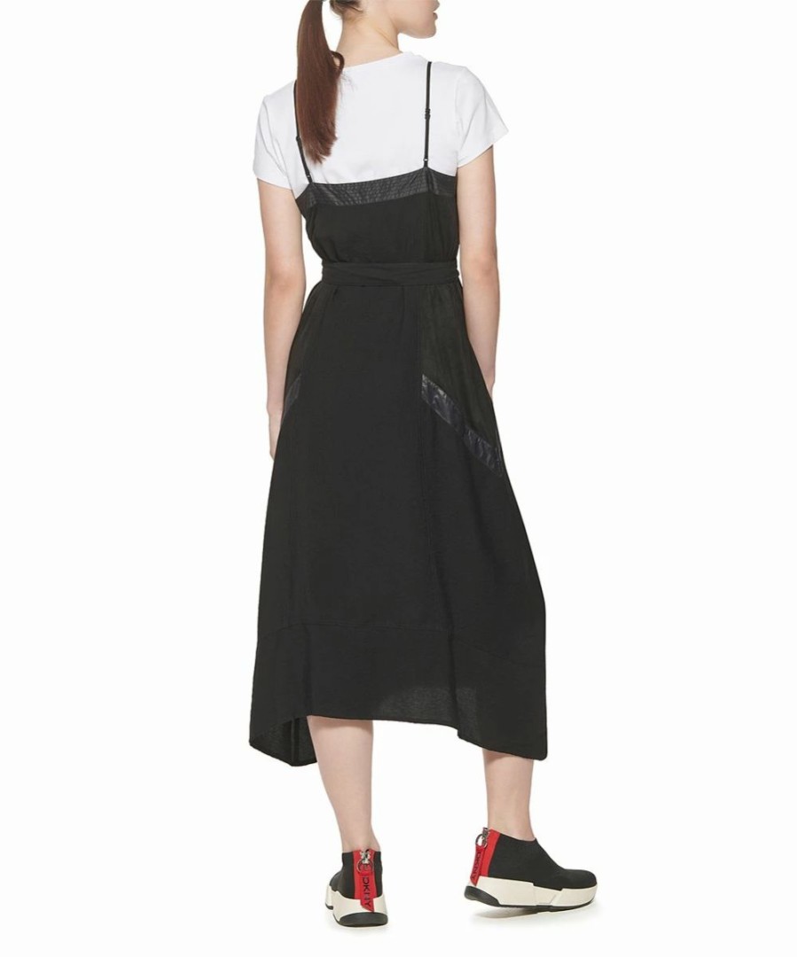 Clothing | * Coupon Dkny Black Tie-Waist Sleeveless Dress & White Crewneck Tee Women