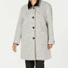 Clothing | * Budget Dkny White & Black Boucle Wool-Blend Coat Plus For Women