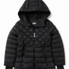 Clothing | * Flash Sale Dkny Black Diamond Quilted Hooded Jacket Girls For Kids