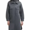 Clothing | * Deals Dkny Dark Heather Gray Collar-Accent Button-Up Longline Coat Women