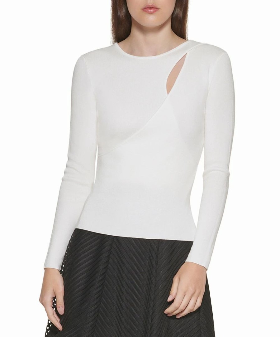 Clothing | * Discount Dkny Ivory Cutout Long-Sleeve Sweater Women