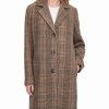 Clothing | * Best Pirce Dkny Brown Plaid Notch-Collar Wool-Blend Coat Petite For Women