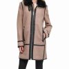 Clothing | * Best Deal Dkny Champagne Boucle Zip-Up Wool-Blend Faux Fur-Collar Coat Women