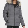 Clothing | * Cheap Dkny Charcoal Furry-Trim Zip Hooded Puffer Jacket Women