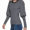 Clothing | * Coupon Dkny Black & White Stripe Puff Sleeve Crewneck Tee Women