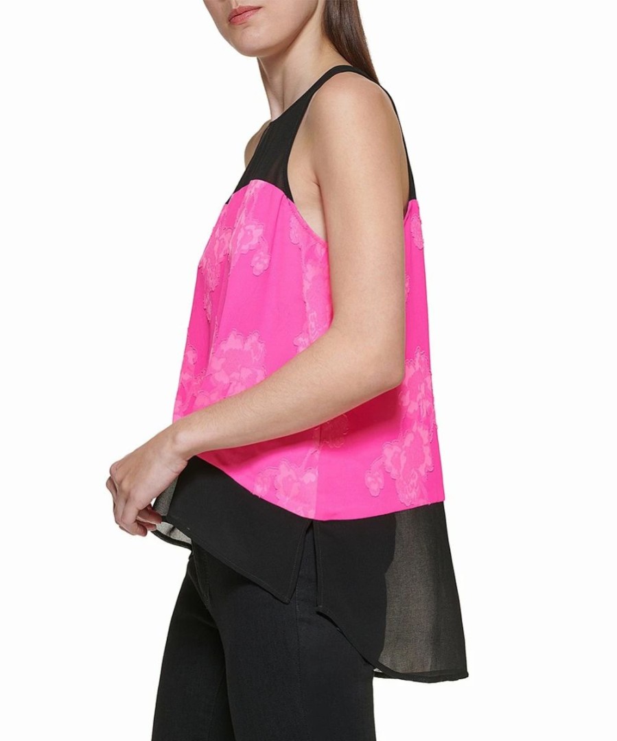 Other | * Brand New Dkny Black & Power Pink Floral High-Neck Sleeveless Top Women For Other