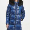 Clothing | * Cheapest Dkny Navy Cire Faux Fur-Trim Hooded Longline Puffer Coat Women