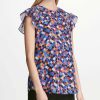 Clothing | * Cheapest Dkny Blue & Orange Geometric Flutter-Sleeve Top Women