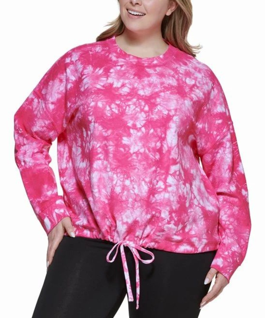 Other | * New Dkny Sport Fiery Pink Tie-Dye Reverse Terry Crewneck Sweatshirt Plus For Other