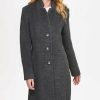 Clothing | * Flash Sale Dkny Charcoal Notch-Collar Wool-Blend Coat Women