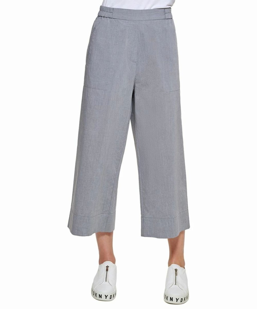 Clothing | * Best Deal Dkny Gray Pocket Crop Wide-Leg Pants Women