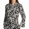 Clothing | * Best Sale Dkny Charcoal Floral Pleated Long-Sleeve Top Women