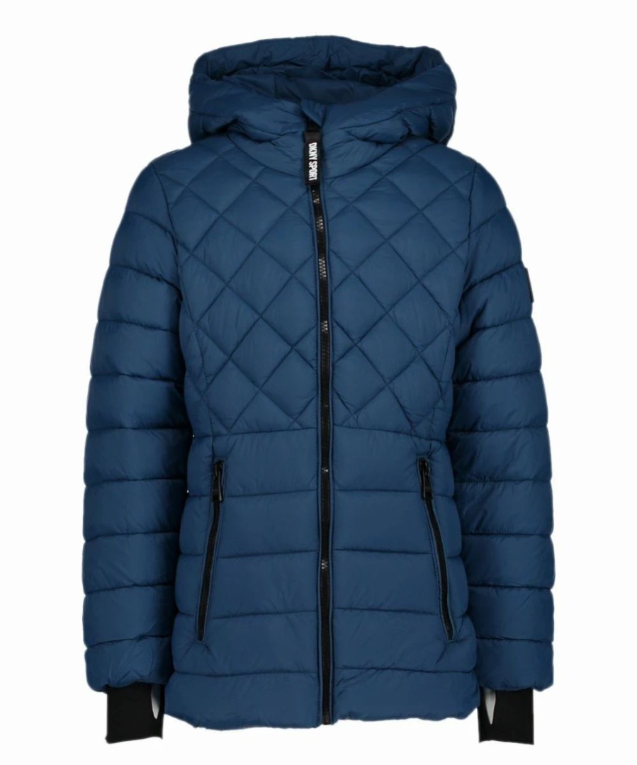 Clothing | * Buy Dkny Peacock Diamond Quilted Hooded Jacket Girls For Kids