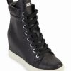 Shoes | * Best Pirce Dkny Black & Cream Calz Lace-Up Wedge Hi-Top Sneaker Women