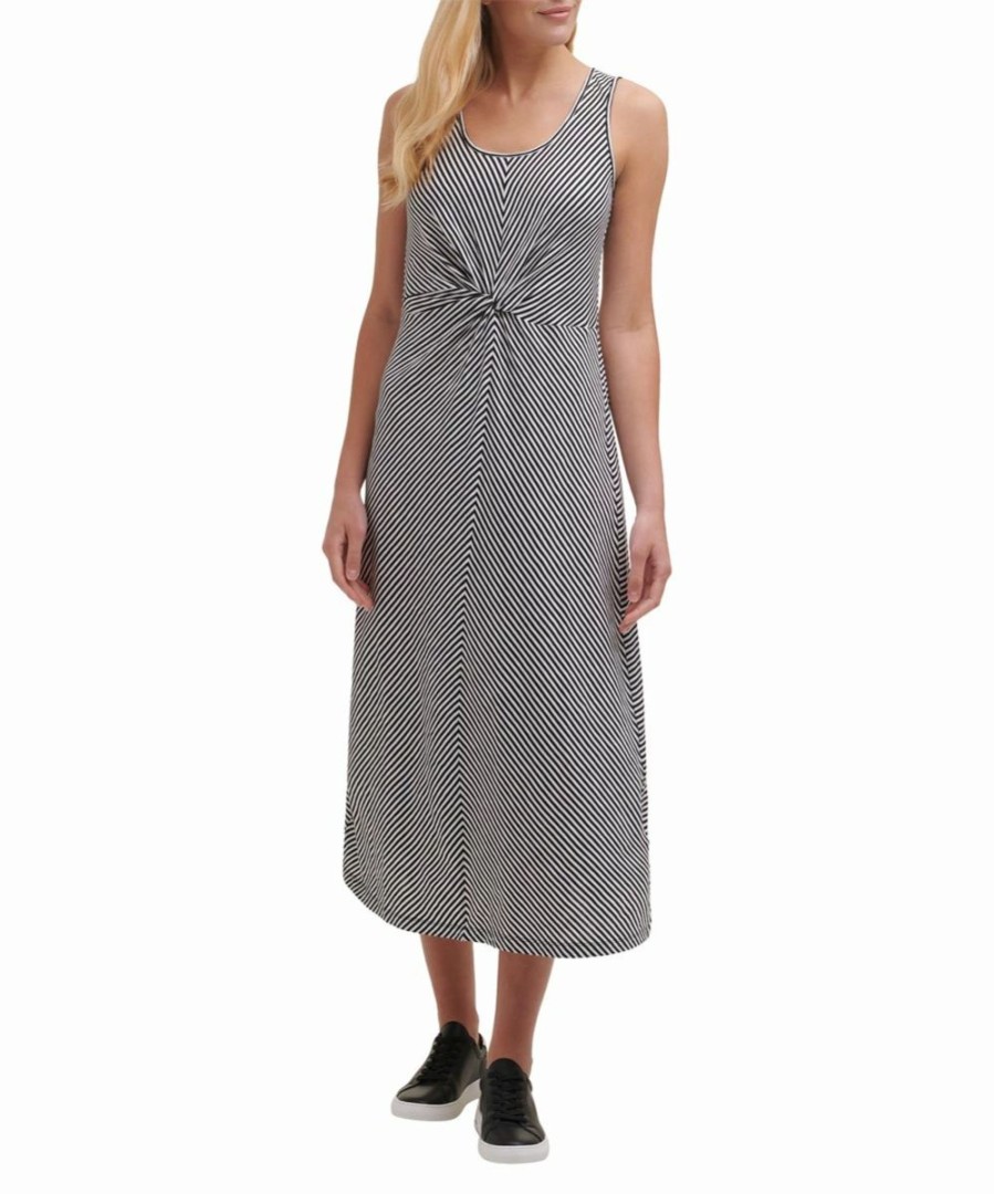 Clothing | * Coupon Dkny Ivory & Black Twist Sleeveless Dress Women