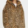 Clothing | * Wholesale Dkny Brown Leopard Faux Fur Hooded Bomber Jacket Women