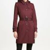 Clothing | * Discount Dkny Deep Plum Belted Cotton Trench Coat Women & Juniors