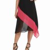 Clothing | * Budget Dkny Black & Fuchsia Color-Block Asymmetric Midi Skirt Women