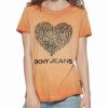 Clothing | * Promo Dkny Gold Flame Cold-Pigment Letter-Filled Heart Crewneck Tee Women