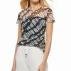 Other | * Cheapest Dkny White & Black Abstract Mesh Short-Sleeve Top Women For Other