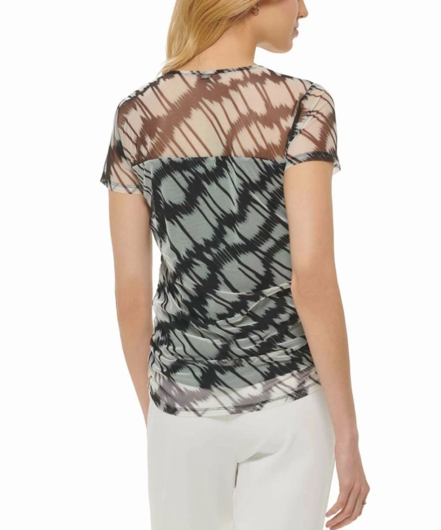 Other | * Cheapest Dkny White & Black Abstract Mesh Short-Sleeve Top Women For Other