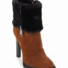 Shoes | * Flash Sale Dkny Dark Cognac & Black Sonya Cuff Suede Boot Women