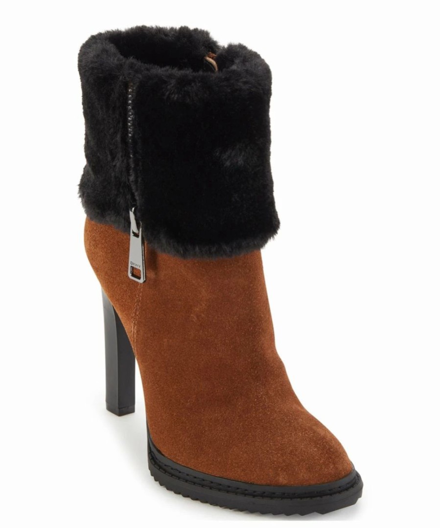 Shoes | * Flash Sale Dkny Dark Cognac & Black Sonya Cuff Suede Boot Women