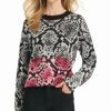 Clothing | * Best Deal Dkny Dark Gray & Red Snake Sweater Women