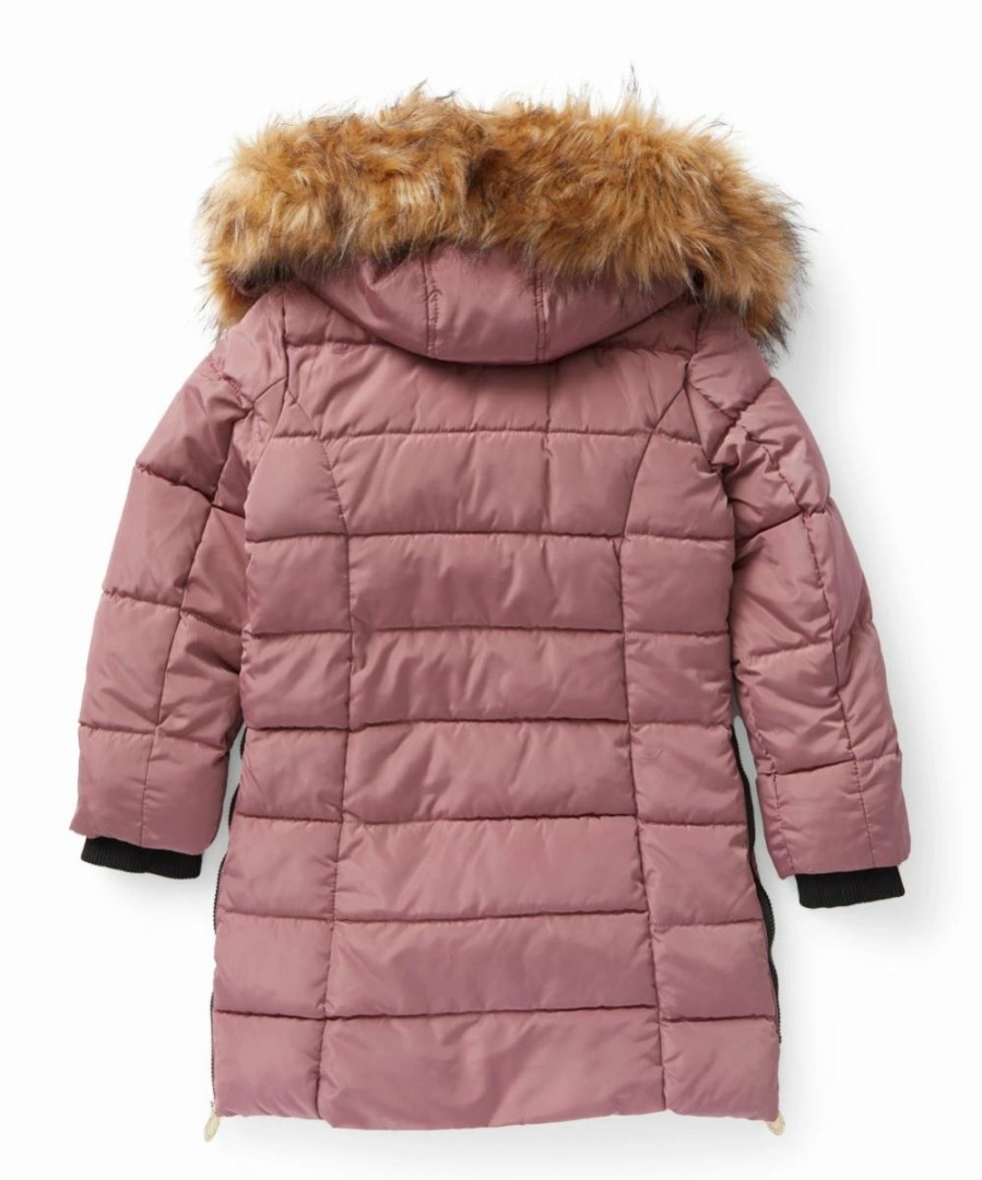 Clothing | * Cheap Dkny Dark Dusty Rose Faux Fur-Accent Glacier Shield Coat Girls For Kids