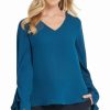 Clothing | * Wholesale Dkny Teal V-Neck Long-Sleeve Top Women