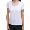 Clothing | * Hot Sale Dkny White Seam-Accent Scoop Neck Tee Women