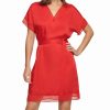 Clothing | * Buy Dkny Red Alert Overlay V-Neck Belted Shift Dress Women