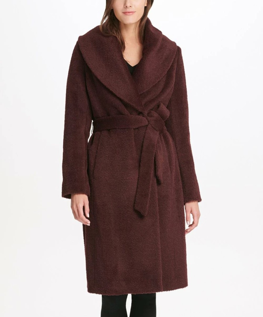 Clothing | * Hot Sale Dkny Bordeaux Shawl-Collar Belted Sherpa Coat Women