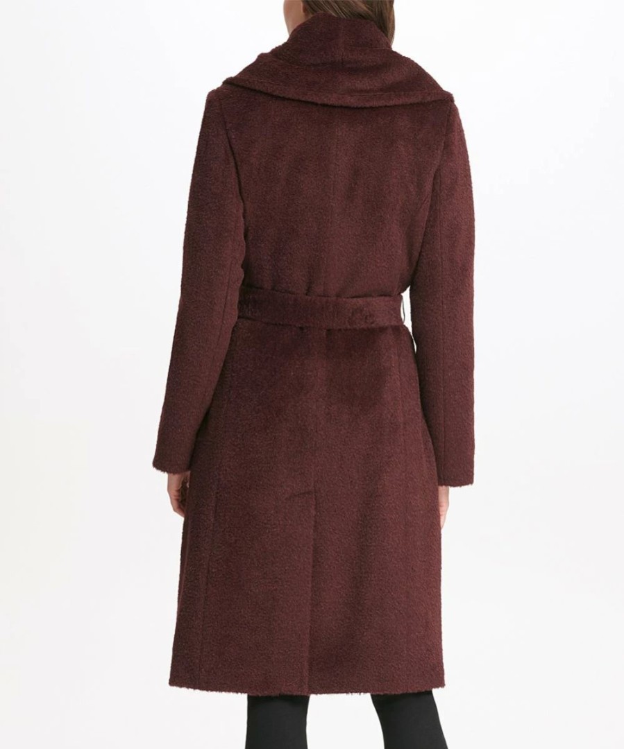 Clothing | * Hot Sale Dkny Bordeaux Shawl-Collar Belted Sherpa Coat Women