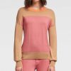 Clothing | * Coupon Dkny Camel & Pink Color Block Crewneck Top Women