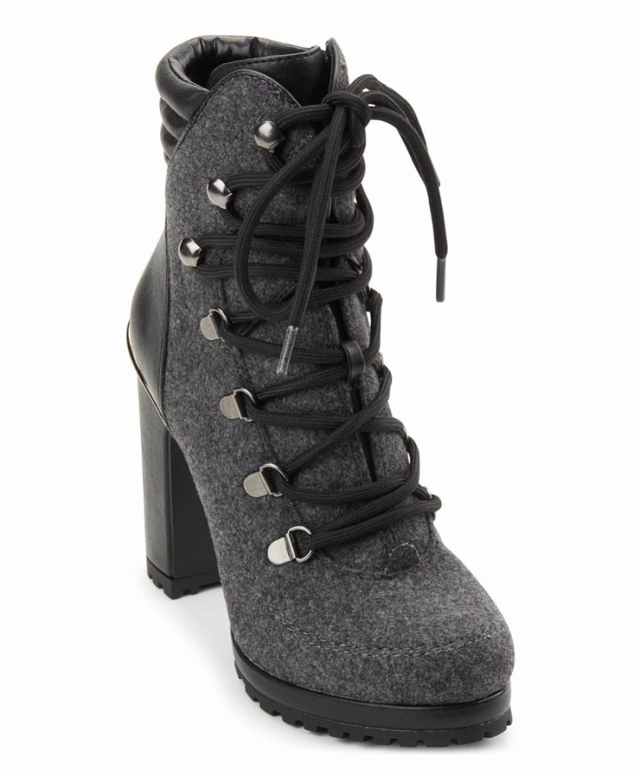 Shoes | * Best Reviews Of Dkny Dark Gray & Black Lenni Lace-Up Leather Ankle-Boot Women