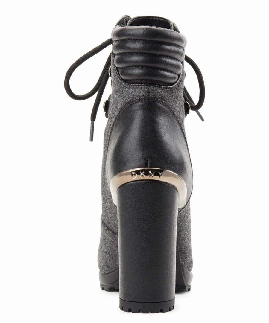 Shoes | * Best Reviews Of Dkny Dark Gray & Black Lenni Lace-Up Leather Ankle-Boot Women