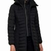 Clothing | * Outlet Dkny Black Hooded Double-Zip Longline Puffer Jacket Women